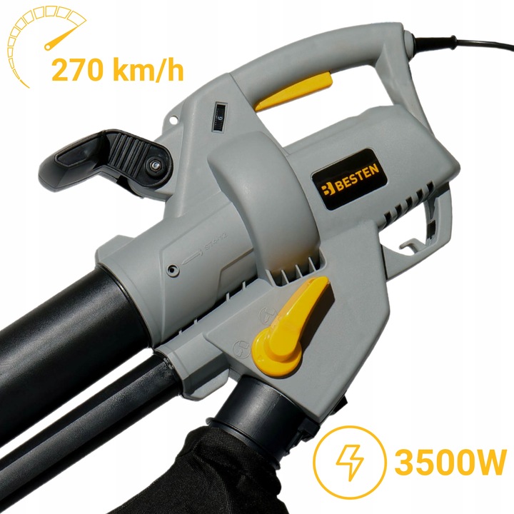 DMUCHAWA DO LIŚCI ELEKTRYCZNA OGRODOWA ODKURZACZ ROZDRABNIACZ 3W1 3500W