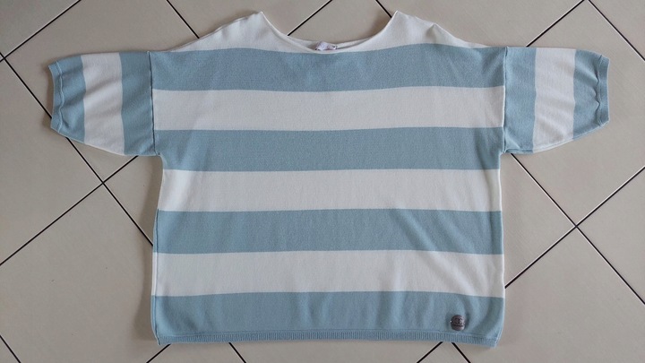 COCOMORE Sweterek Bluzka w Pasy Amarantowy + Pomarańczowy