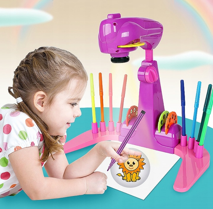 PROJEKTOR RZUTNIK DO NAUKI RYSOWANIA ZE SLAJDAMI ZESTAW DLA DZIECI + MAZAKI