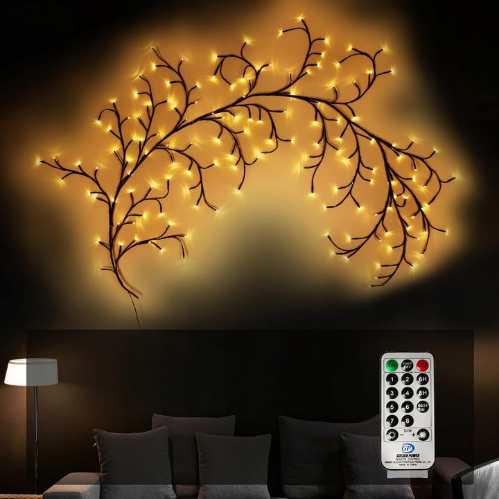 Oświetlenie na Boże Narodzenie świąteczne drzewko gałązka 144 LED z pilotem