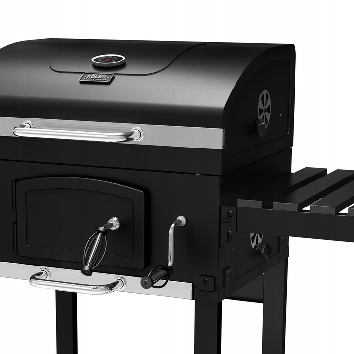 GRILL WĘGLOWY OGRODOWY Koler Ember ch1 RUSZT Z POKRYWĄ POPIELNIK +TERMOMETR