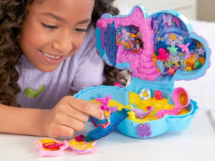 POLLY POCKET OTWIERANA TOREBKA KONIKI MORSKIE ZESTAW 2 MINILALKI + DODATKI