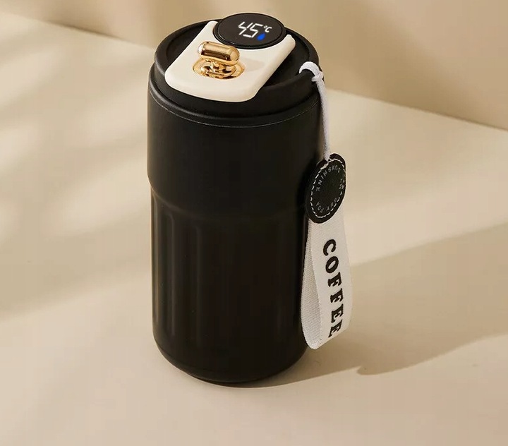 KUBEK TERMICZNY TERMOS Z USTNIKIEM 450ML WYŚWIETLACZ LCD SZCZELNY NA KAWĘ