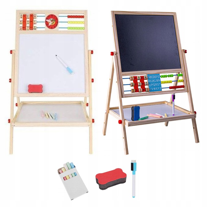 DWUSTRONA TABLICA KREDOWA MAGNETYCZNA DO RYSOWANIA ŚCIERALNA DLA DZIECI