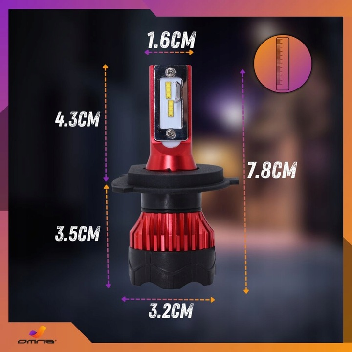 Żarówki samochodowe LED 12V can bus H4 GT COB + 300% super mocne pudełko