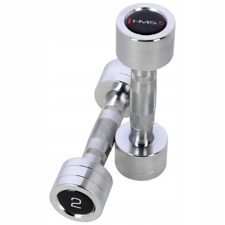 HMS Zestaw Hantle Hantelki Chromowane Do Ćwiczeń Treningu Siłowego 2x2 kg