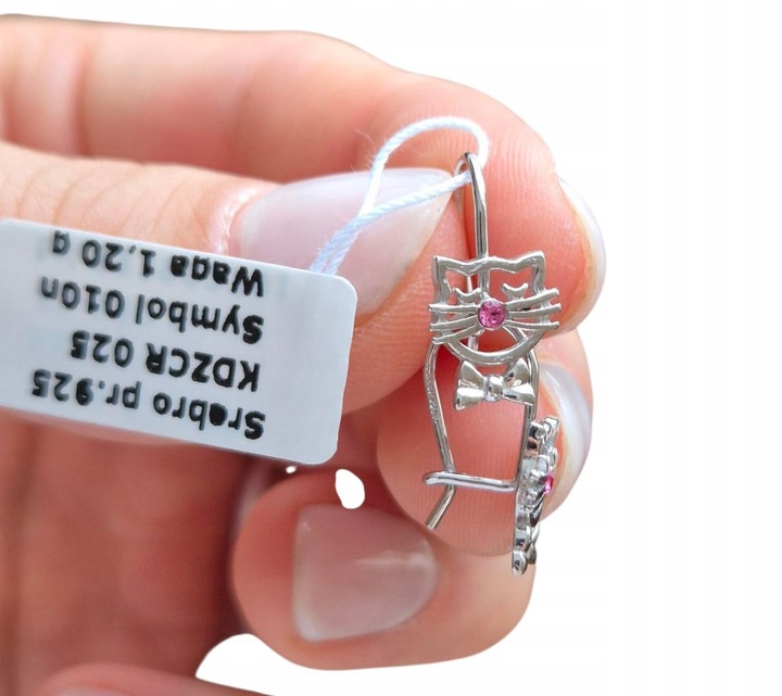 KOLCZYKI SREBRNE DLA DZIEWCZYNKI DZIECKA RODOWANE WISZĄCE SREBRO PRÓBY 925