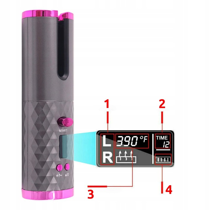 Lokówka automatyczna BEZPRZEWODOWA do włosów loków STYLIZACJI obrotowa LCD