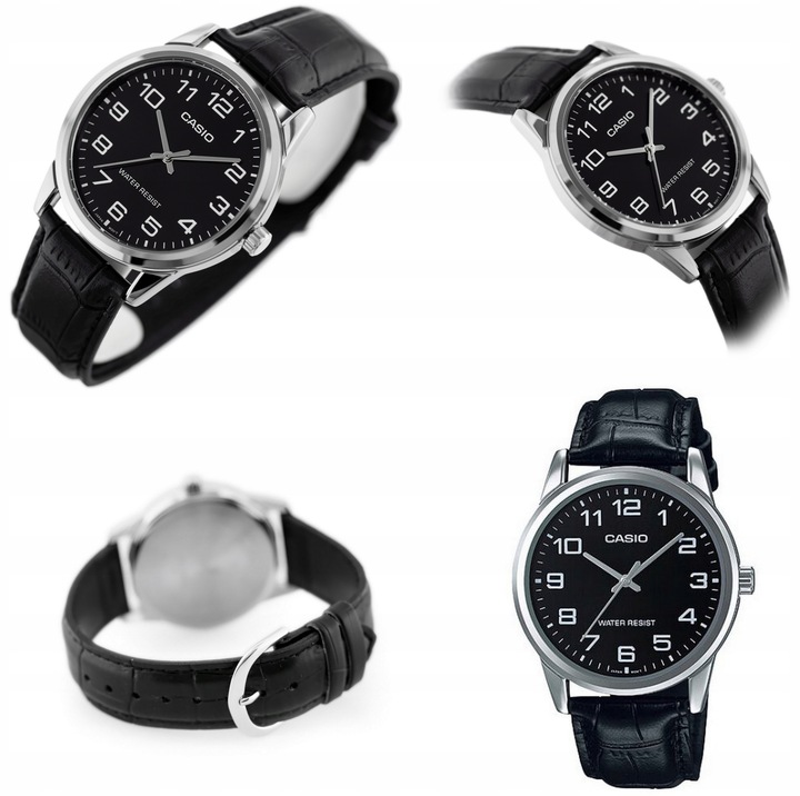 ZEGAREK MĘSKI CASIO APOLLO +BOX +GRAWER skórzany cyfry czarny klasyczny