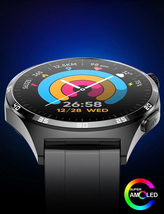 ZEGAREK MĘSKI SMARTWATCH DLA SENIORA EKG POMIAR CUKRU CIŚNIENIE TEMPERATURA