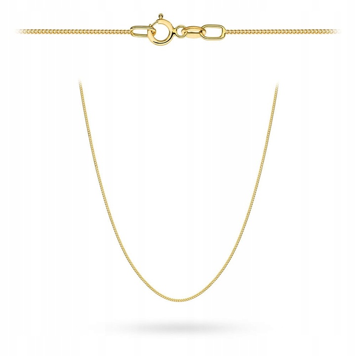 Łańcuszek złoty pr. 585 - splot pancerka gładka 45 cm na Chrzest Komunię Św