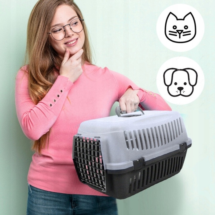 TRANSPORTER DLA PSA KOTA KRÓLIKA KLATKA KOJEC BOX DUŻY SZARY SOLIDNA