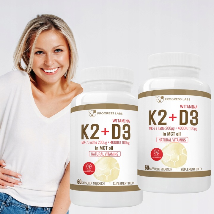 WITAMINA K2 MK-7 200mg+D3 4000IU OLEJU MCT 2 x 60 kapsułek