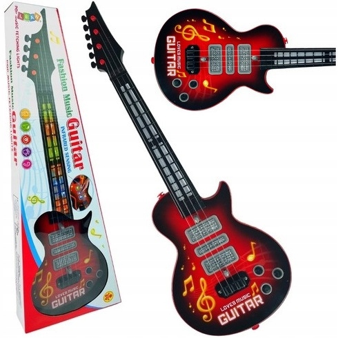 GITARA ROCKOWA ELEKTRYCZNA DLA DZIECI ŚWIECI GRA STRUNY INSTRUMENT