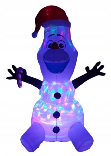 Świąteczny pompowany Bałwan OLAF 1,8m Multicolor podświetlany Led dmuchany