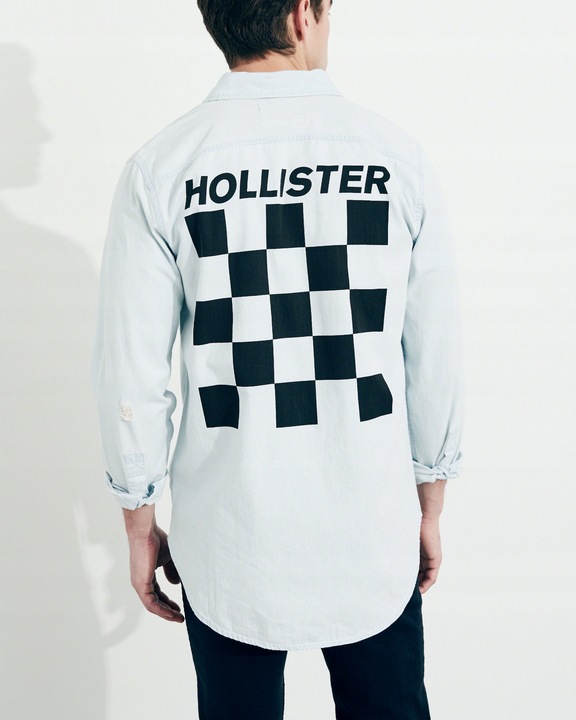 HOLLISTER Koszula Męska Graphic Denim Shirt USA M