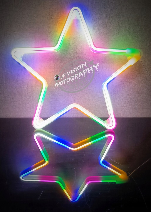 OZDOBA ŚWIĄTECZNA GWIAZDA NEON LED okno KOLOROWA WEWNĘTRZNA ZEWNĘTRZNA