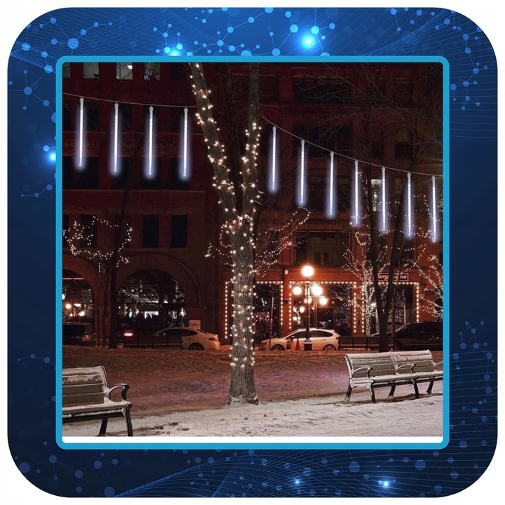 METEORY 50 CM LAMPKI PADAJĄCY ŚNIEG OŚWIETLENIE ŚWIĄTECZNE IP44 360 LED 6M