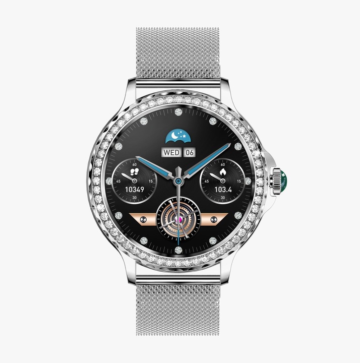 SMARTWATCH DAMSKI ZEGAREK Z FUNKCJĄ ROZMOWY NX1 SILVER MENU PL