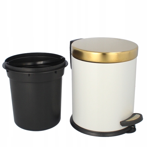 Kosz okrągły z pedałem łazienkowy okrągły z wkładem Easyform biało-złoty 3l