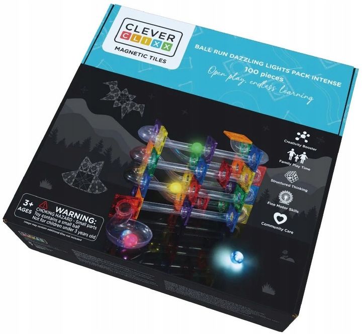 CLEVERCLIXX KLOCKI MAGNETYCZNE KULODROM TOR DAZZLING LIGHTS 100 EL.