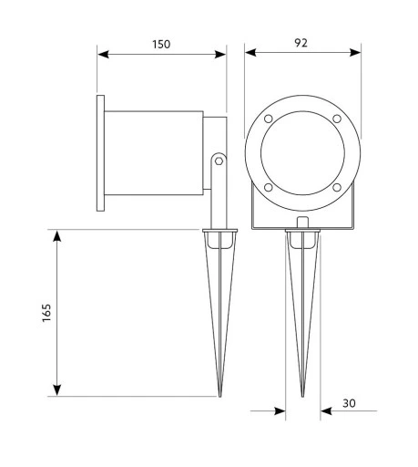 Reflektor ogrodowy wbijany szpikulec z przewodem 1m + żarówka LED GU10 5W