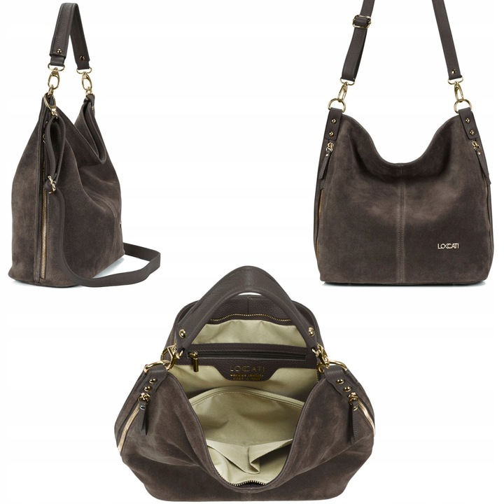 Zamszowa torebka damska a4 dobrej jakości ciemny brąz z naturalnego zamszu