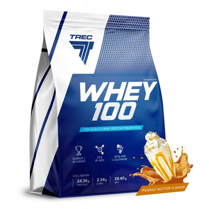 PYSZNE BIAŁKO WPC Trec Whey 100 900g PROTEINY NA MASĘ MIĘŚNIE DO TRENINGU
