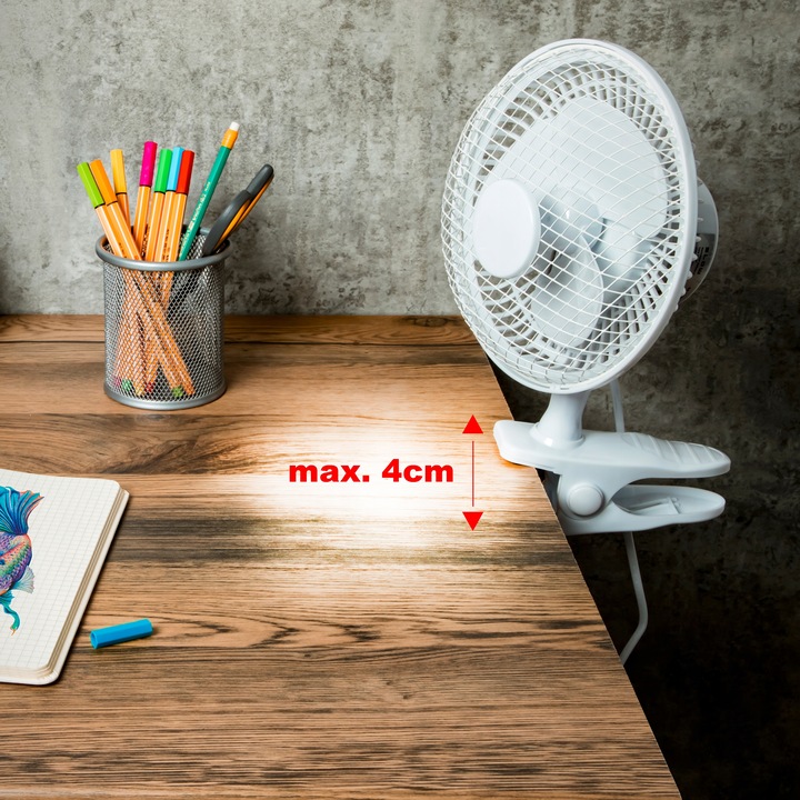 WENTYLATOR WIATRAK BIURKOWY KLIPS STOJAK REGULACJA 2 TRYBY 25W CICHY ZESTAW