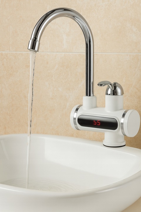 ELEKTRYCZNY PRZEPŁYWOWY PODGRZEWACZ WODY Kran z LCD NADUMYWALKOWY