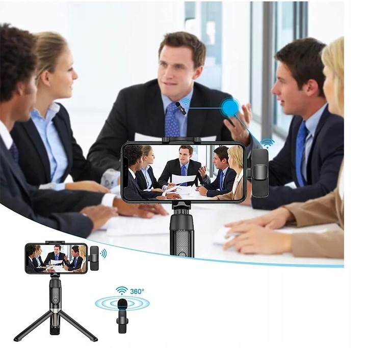 2x Mikrofon krawatowy bezprzewodowy USB-C ANDROID IOS