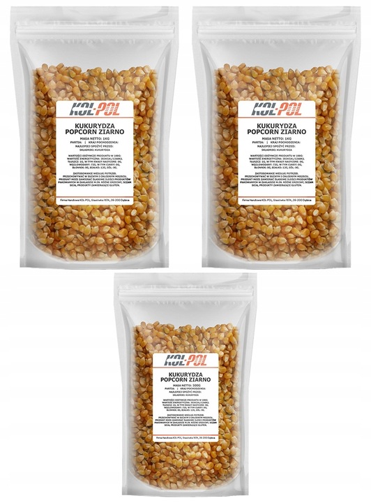 KUKURYDZA POPCORN 2,5kg Ziarno do prażenia | KOL-POL