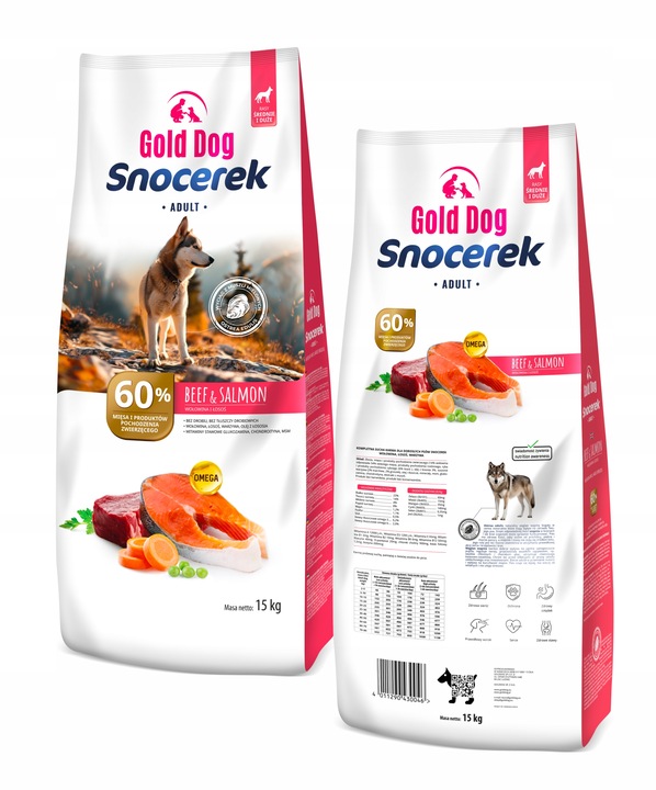 Karma dla Owczarka Gold Dog Snocerek Beef & Salmon 15kg bez drobiu