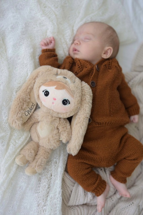 Metoo karmelowo beżowy króliczek 30cm - z imieniem dla dziecka