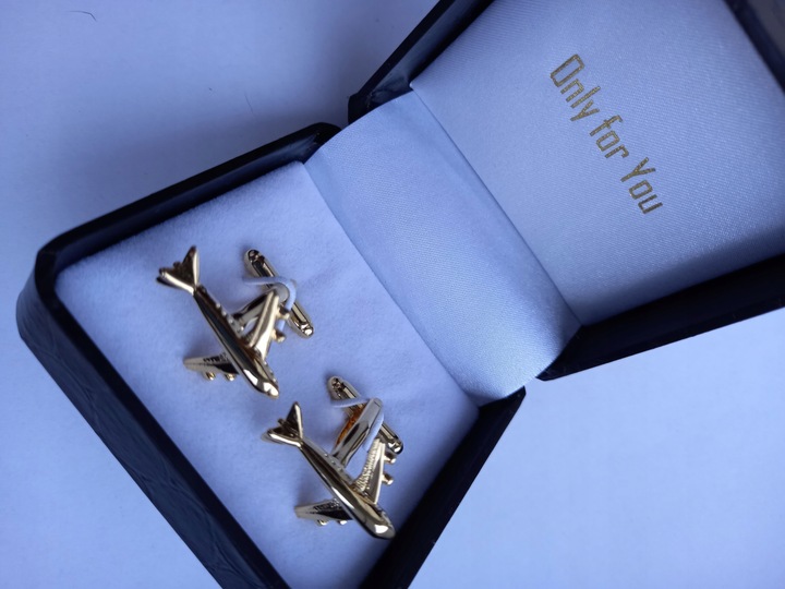 Złote spinki do mankietów Exciting Samolot Boeing Embraer Bombardier Airbus