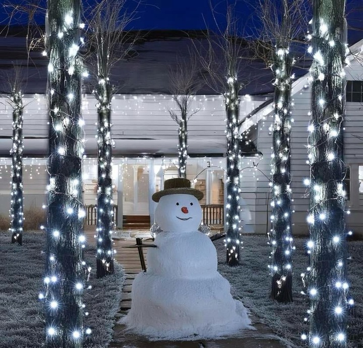 LAMPKI CHOINKOWE 200 LED FLASH ZEWNĘTRZNE WEWNĘTRZNE ŚWIĄTECZNE BIAŁY ZIMNY