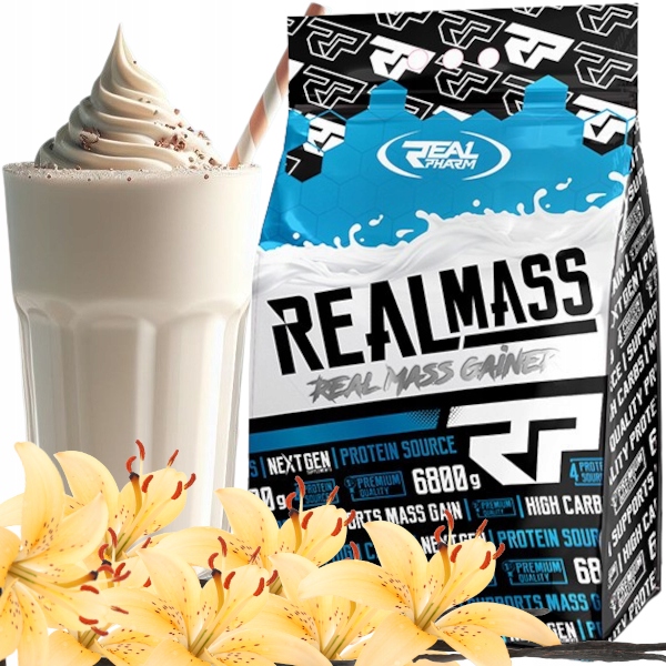 GAINER białko węglowodany Real Pharm Real Mass WANILIA 6800g