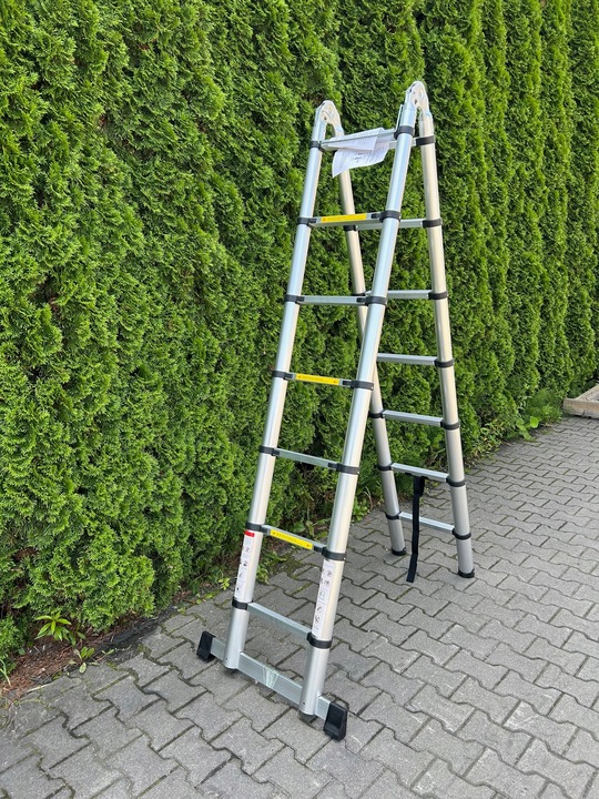 DRABINA ALUMINIOWA TELESKOPOWA PRZEGUBOWA 4.4 M (2 x 220 cm ) 2 x 7 STOPNI