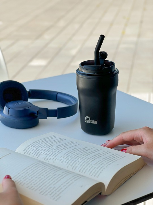 Kubek termiczny termos ze słomką ustnikiem Majestic Sport 420 ml