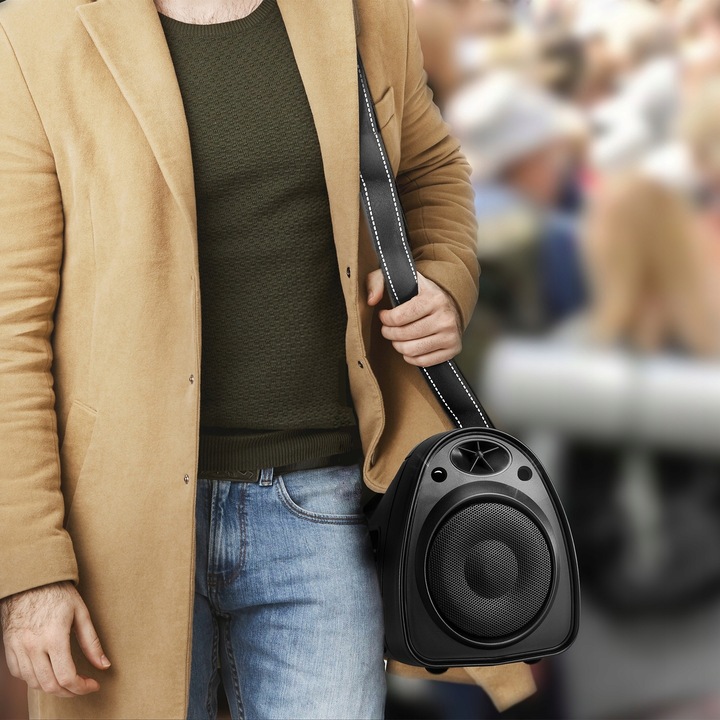 Głośnik przenośny BT USB FM MIKROFONY LED LATARKA