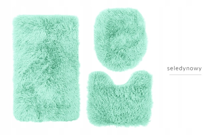 KOMPLET DYWANIKÓW ŁAZIENKOWYCH PLUSZ 3cz SELEDYN