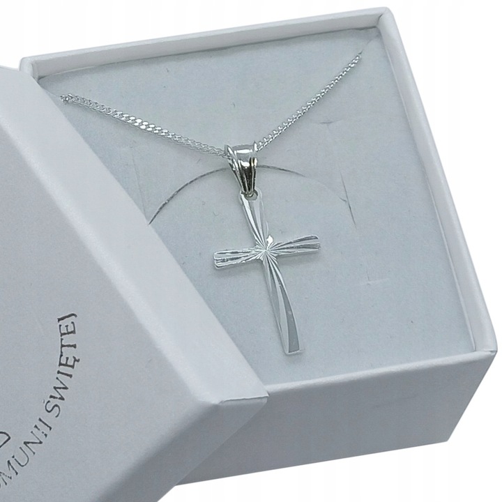 Zestaw komunijny krzyżyk i łańcuszek 45cm 925 Komunia Chrzest