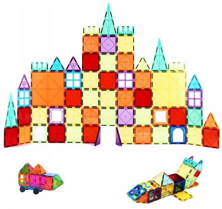 KLOCKI MAGNETYCZNE Duże 3D Magnetic Tiles Konstrukcyjne zestaw XXL 80 el