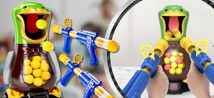 GRA GŁODNA KACZKA XXL STRZELANIE DO CELU DLA DZIECI 2 PISTELETY 24 KULKI