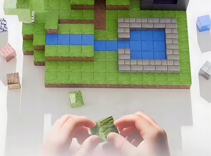 KLOCKI MAGNETYCZNE MINECRAFT KLOCKI SZEŚCIANY 100 KLOCKÓW + 1 FIGURKA MOCNE