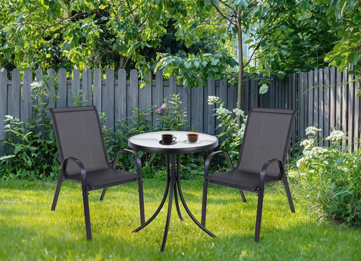 KOMPLET MEBLI BALKON OGRÓD TARAS STÓŁ + 2x KRZESŁA TERNI 60 MI CZARNY