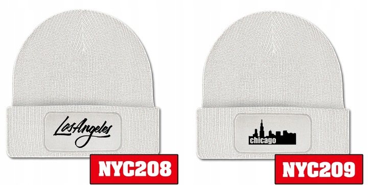 CZAPKA ZIMOWA KLASYCZNA BIAŁA NYC New York Wzory