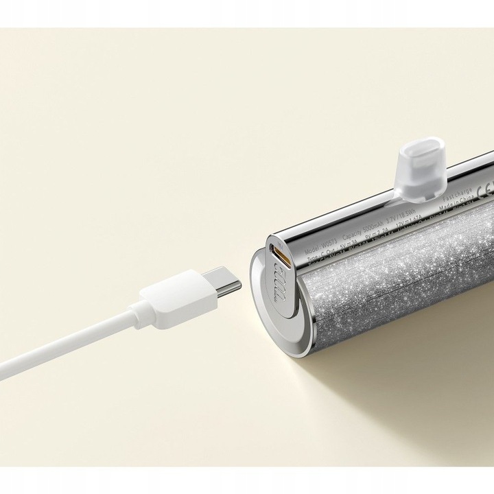 Powerbank VEGER PlugOn 5000mAh na podróż 12W wbudowane złącze USB C lekki