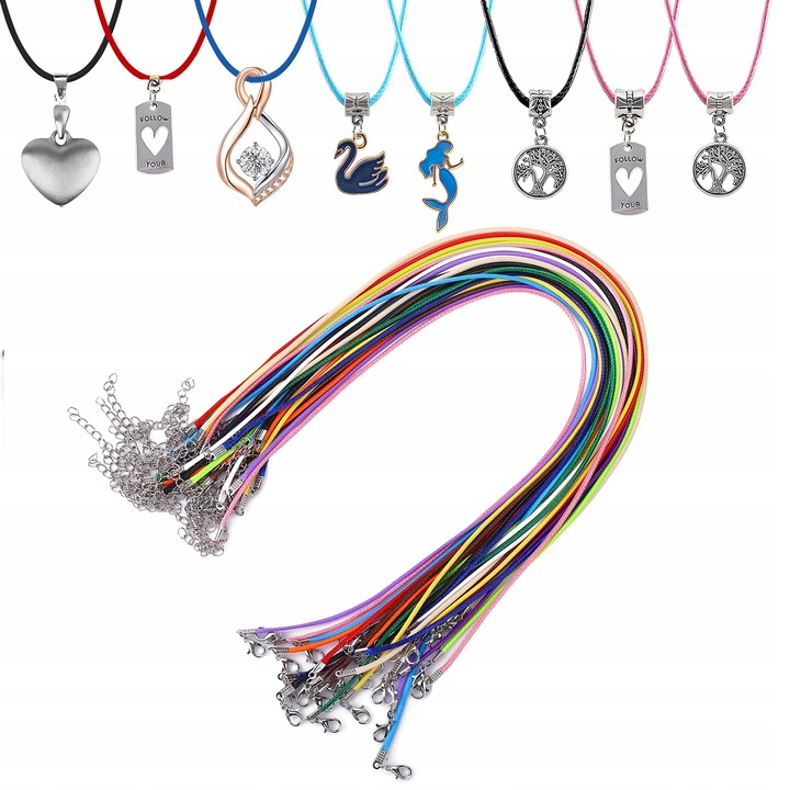 20× Naszyjnik Rzemyk kolor z zapięciem 45cm