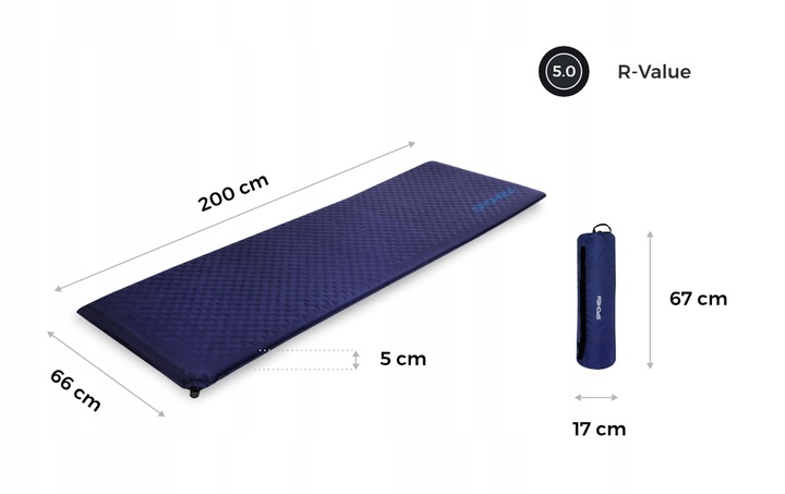 Mata samopompująca R-Value 5.0 Spokey COUCH 200 x 66 x 5 cm